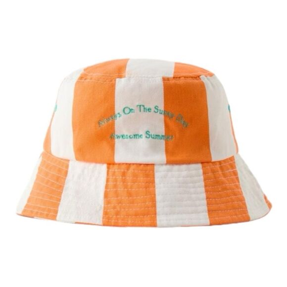 ZARA Kids | Orange | TEXT DETAIL STRIPED BUCKET HAT - Picture 3 of 3